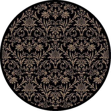 CONCORD GLOBAL 5 ft. 3 in. Jewel Damask - Round, Black 49430